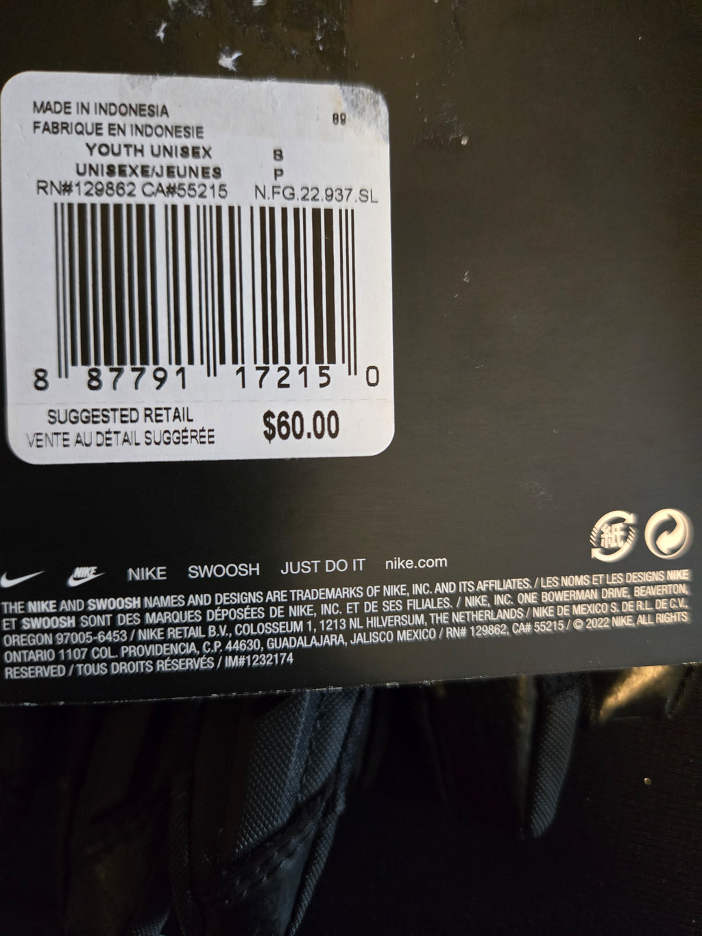 Nike D-Tack 6.0 Padded Lineman Football Gloves Black Size: Youth Small New!